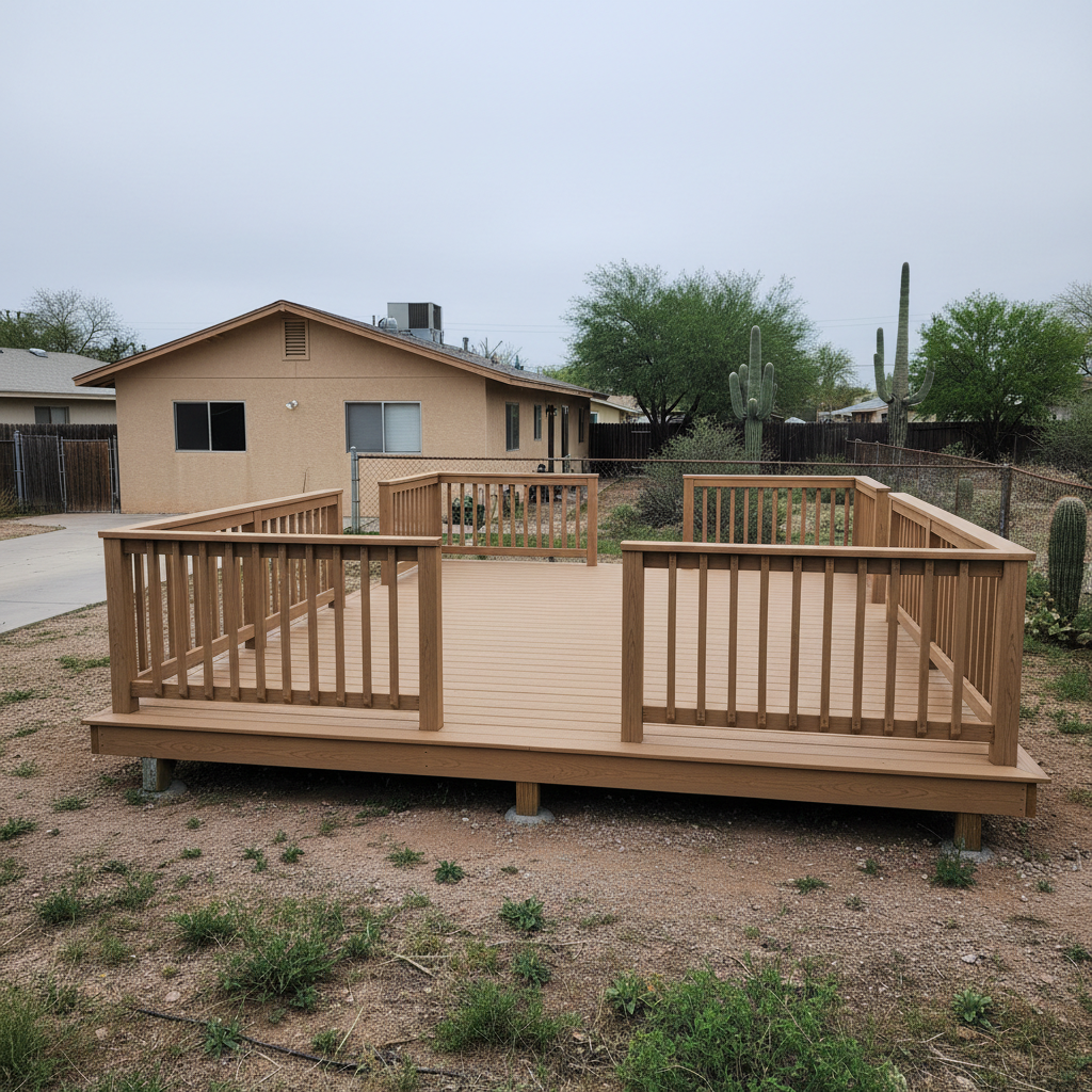 Pinnacle Deck Inc crew working on a home